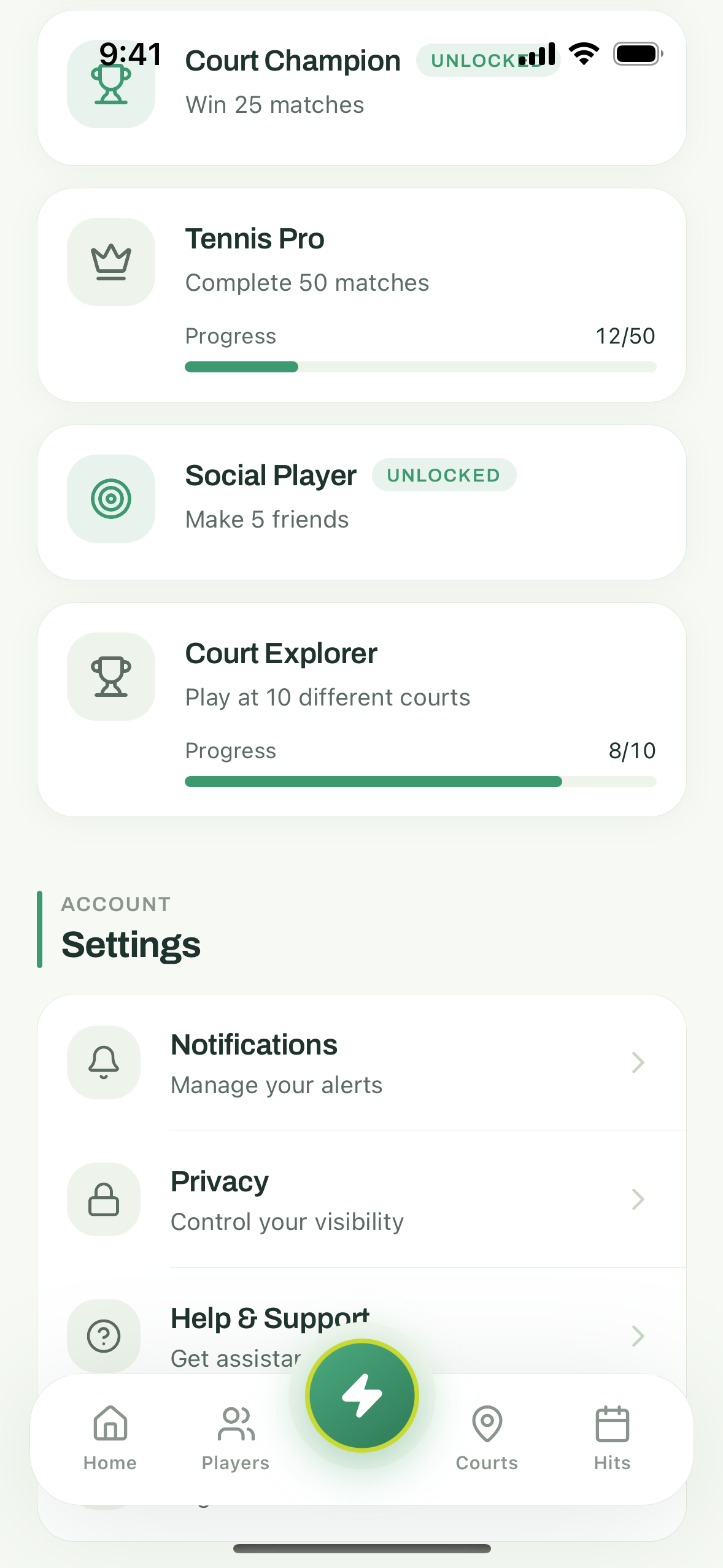 Hitter achievements and player stats